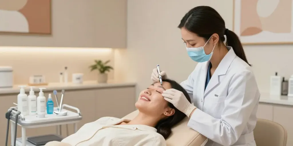 Augenringe entfernen durch hyaluronbasierte Behandlung in moderner Klinik.